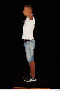 Basil black sneakers jeans shorts standing t-pose white t shirt…